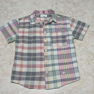 Free Assembly | Boys | Button Up Shirt | Gray & Pink | Size L (10/12)